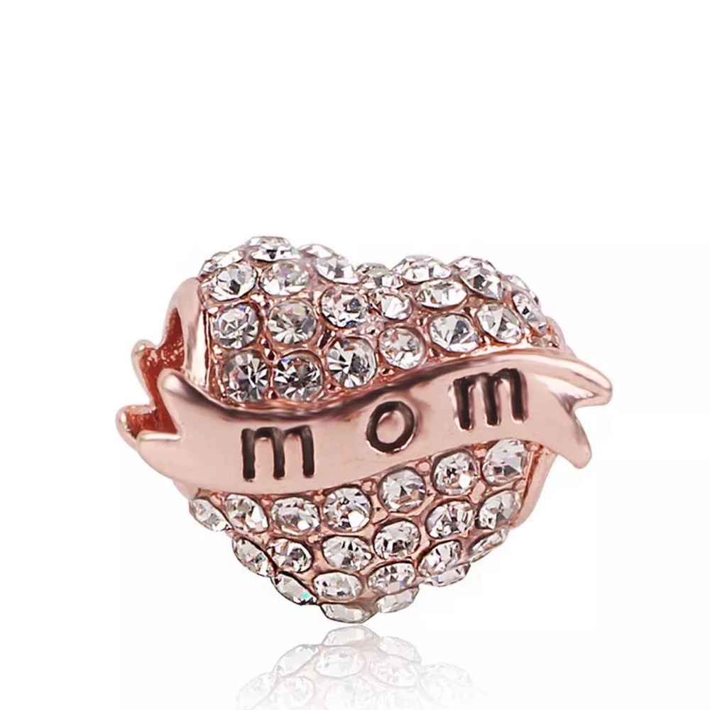 NEW•Elegant Rose Gold 'Mom' Heart DIY charm